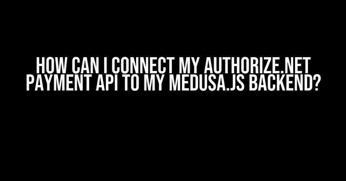 How can I connect my Authorize.net payment API to my Medusa.js backend?