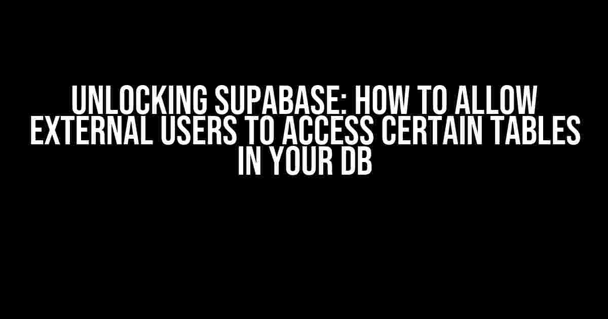 Unlocking Supabase: How to Allow External Users to Access Certain Tables in Your DB